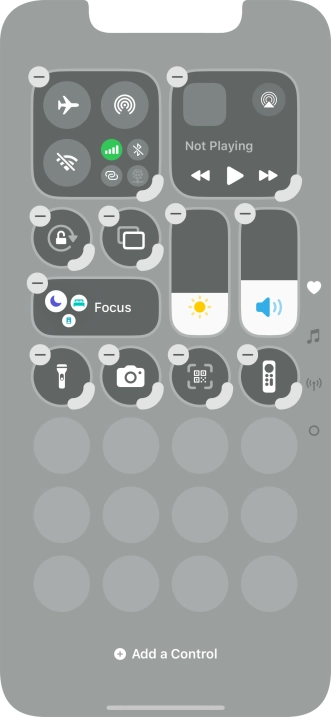 Press Add a Control and follow the instructions on the screen to add the required function to Control Centre.
