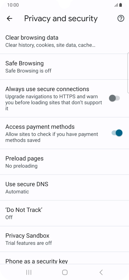 Press Clear browsing data.