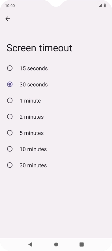 Press the required setting.