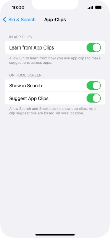 Press the indicators next to the required settings to turn them on or off.