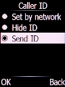 Select Send ID and press the Left selection key to turn on the function.