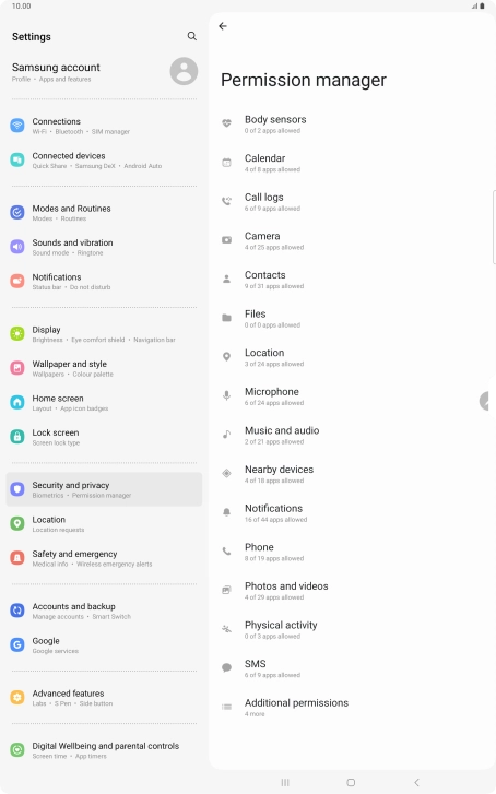 Press the required category.
