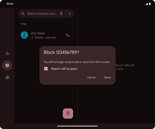 To report the number as spam, press the field next to 