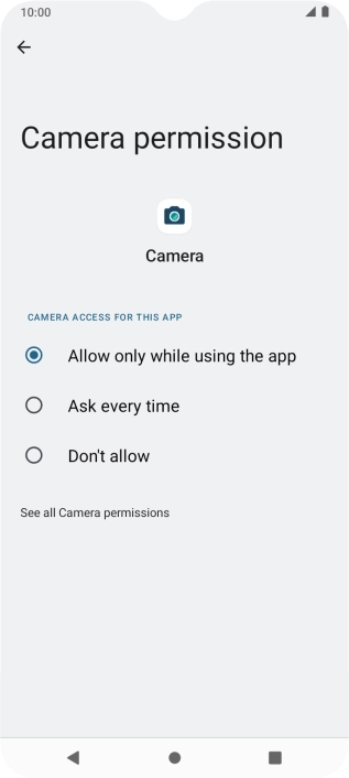 Press the required setting.
