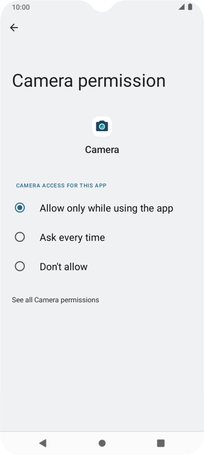 Press the required setting.