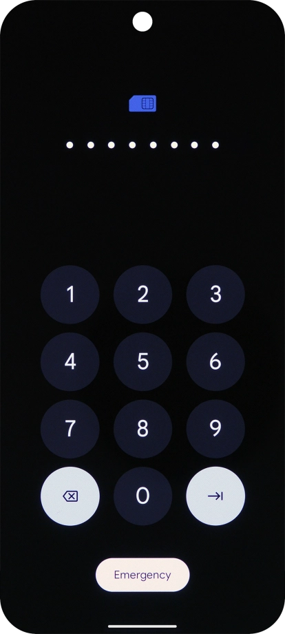 Key in the PUK and press arrow right.