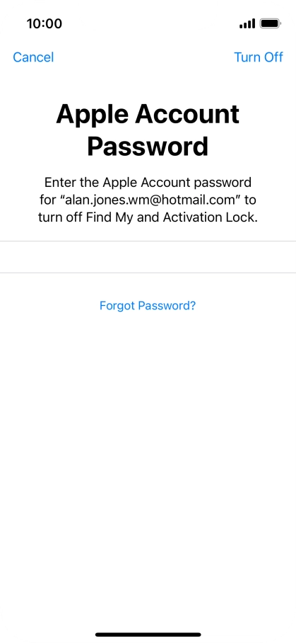 Key in the password for your Apple ID and press Turn Off. Wait a moment while the factory default settings are restored. Follow the instructions on the screen to set up your phone and prepare it for use.