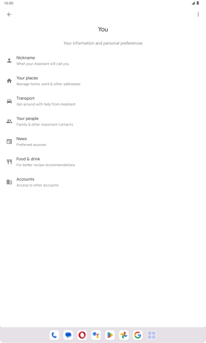 Press Nickname and follow the instructions on the screen to select tablet owner settings.