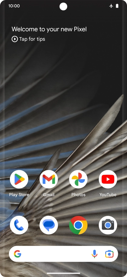 The flight mode icon shows that flight mode is turned on.
