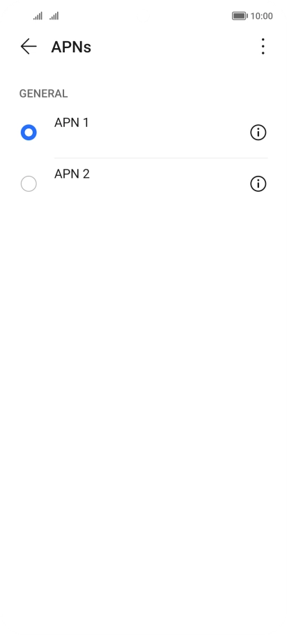 Press the field next to the required data connection to activate it. Press the field next to the required data connection to activate it.