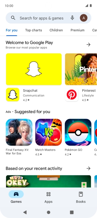 Press the search field.