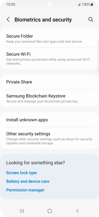 Press Other security settings. Press Other security settings.