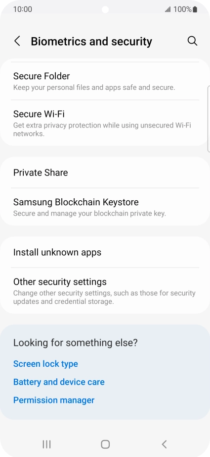 Press Other security settings. Press Other security settings.