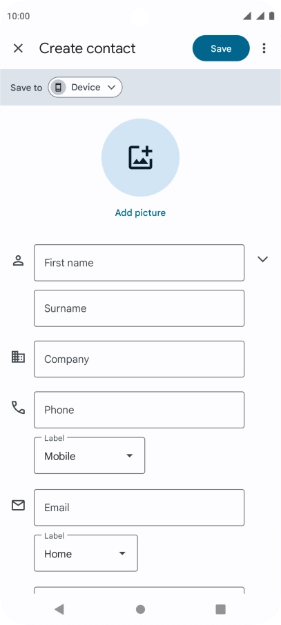 Press First name and key in the first name.