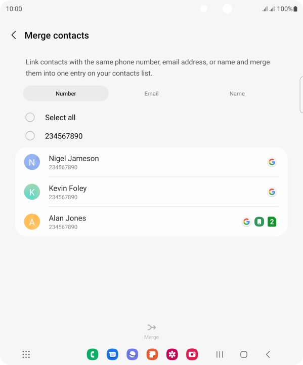 Press the field next to the required number.