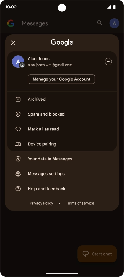 Press Messages settings.