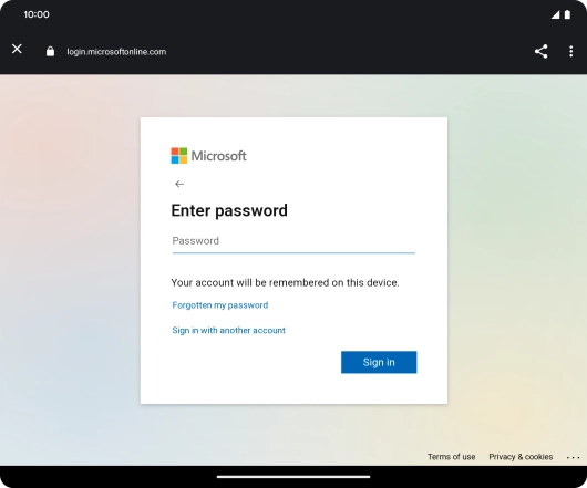 Press Password and key in the password for your email account.