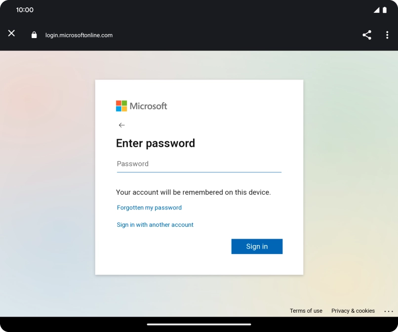 Press Password and key in the password for your email account.