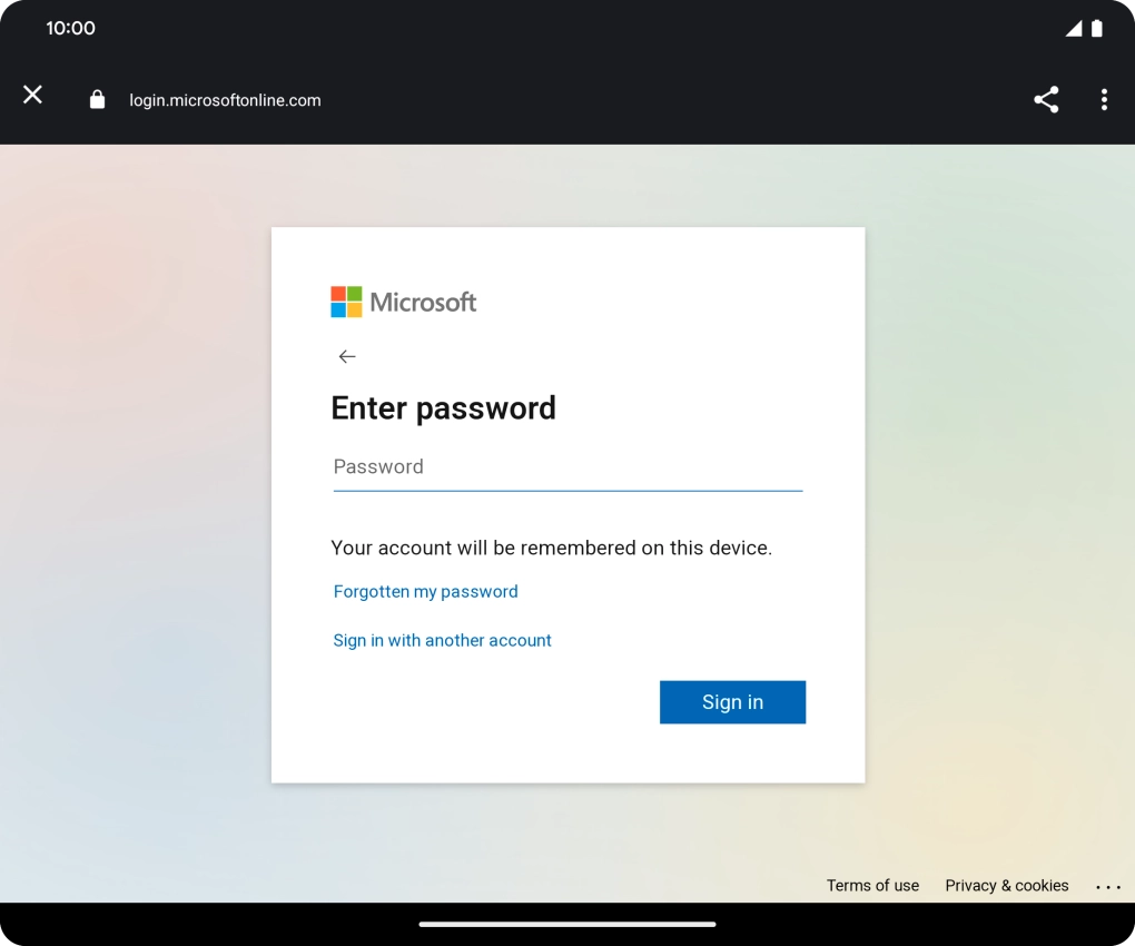 Press Password and key in the password for your email account.