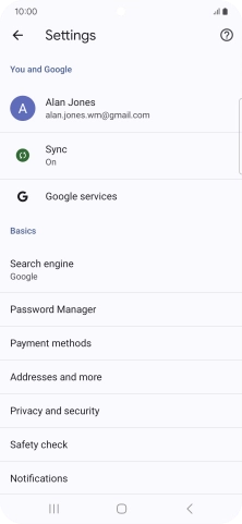 Press Privacy and security.