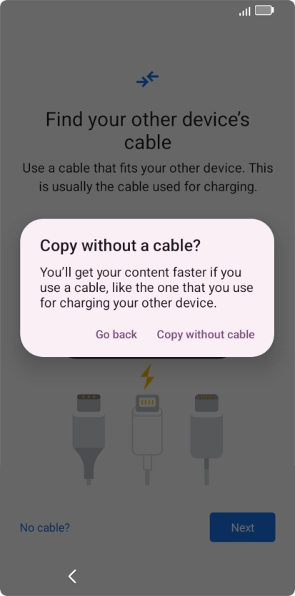 Press Copy without cable.