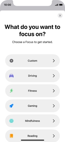 Press the required focus mode and follow the instructions on the screen to add the selected focus mode.