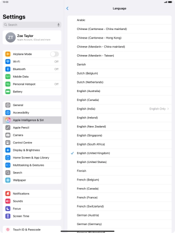 Press the required language.