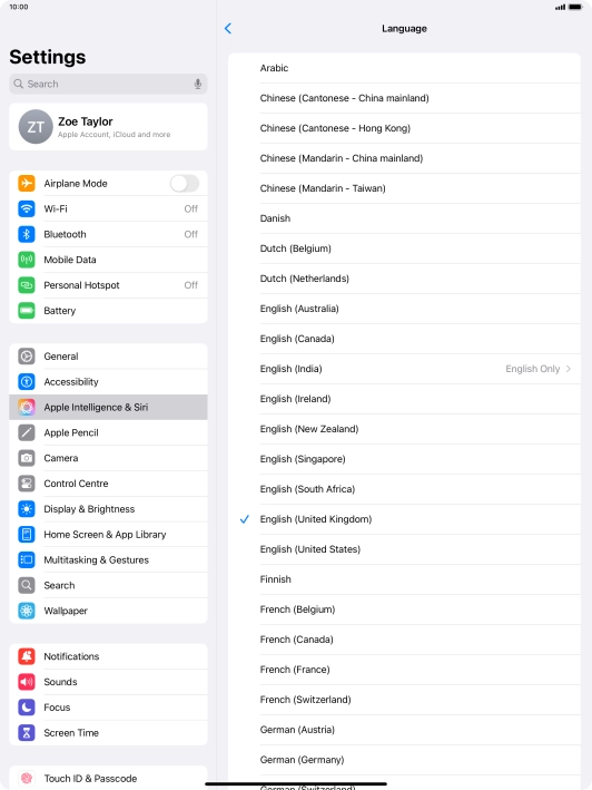 Press the required language.