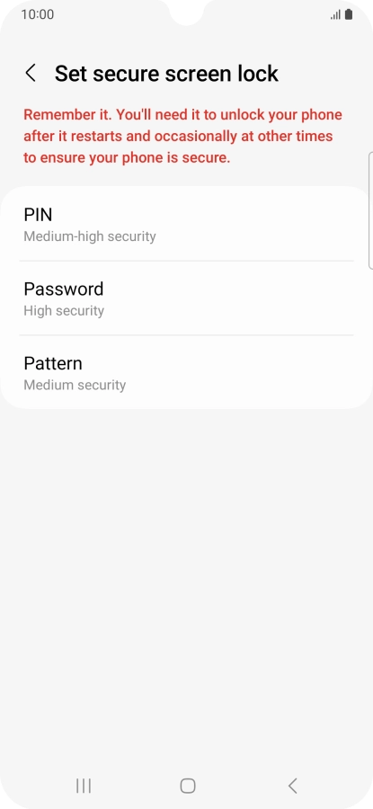 Press the required phone lock code and follow the instructions on the screen to create an additional phone lock code.