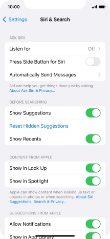 Press the indicator next to 