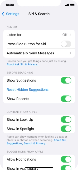 Press the indicator next to 