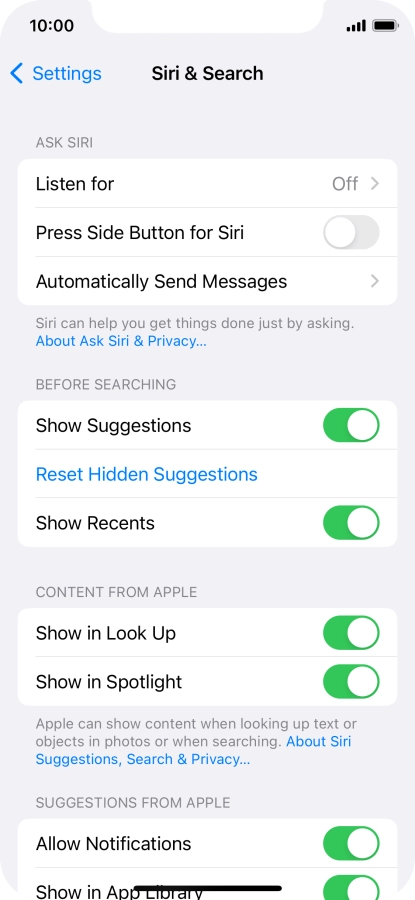 Press the indicator next to 