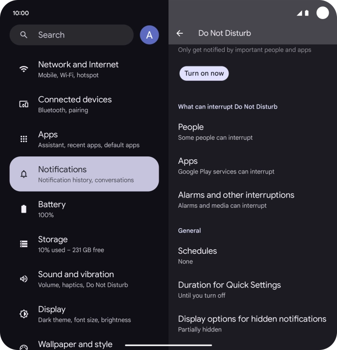 Press Display options for hidden notifications.