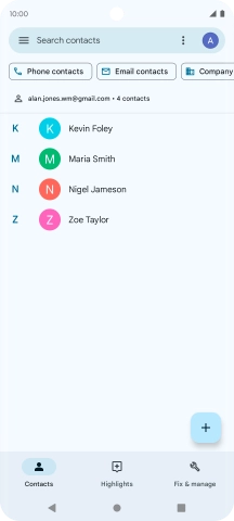 Press and hold the required contact.