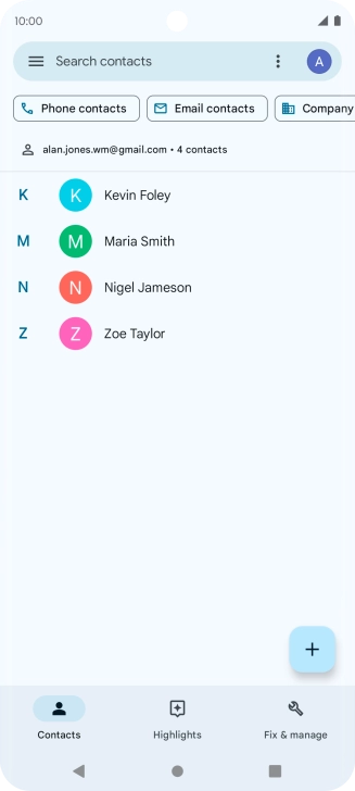 Press and hold the required contact.