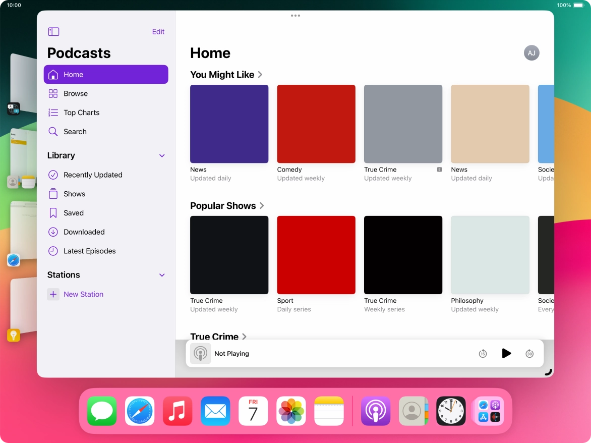 Press the required application in Dock and drag it to the required location on the screen. Press the required application in Dock and drag it to the required location on the screen.