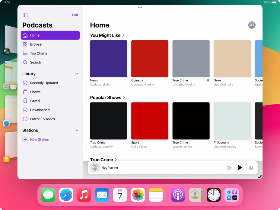 Press the required application in Dock and drag it to the required location on the screen. Press the required application in Dock and drag it to the required location on the screen.