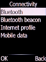Select Bluetooth and press the Left selection key.