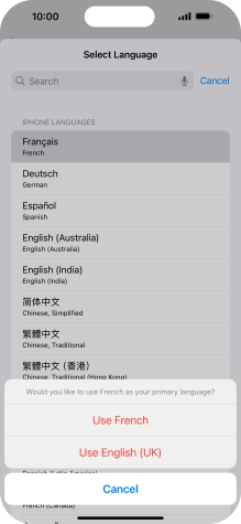 To select the new language as the default phone language, press Use ‹language› .