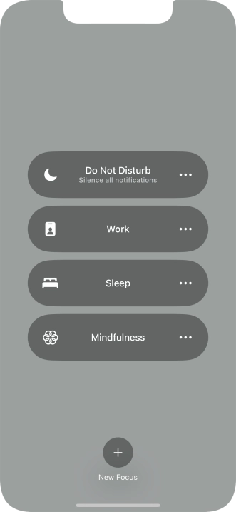 Press the required focus mode to activate or deactivate it immediately.