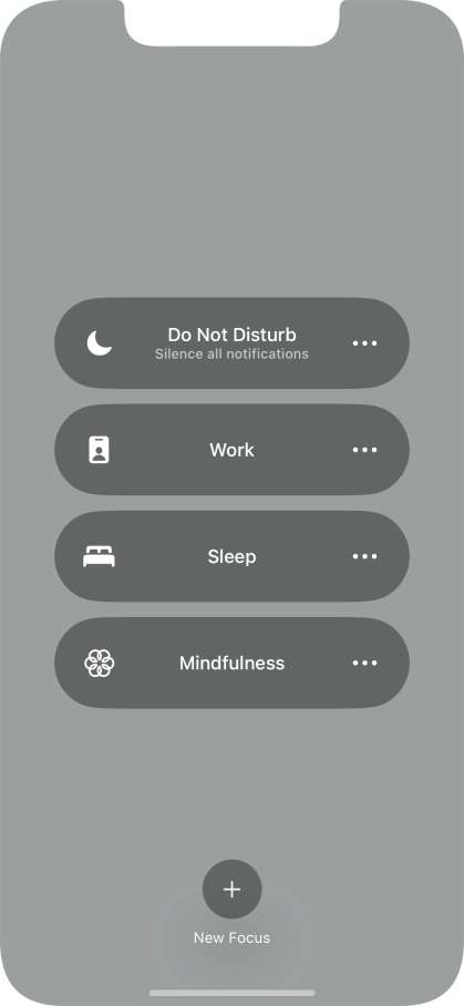 Press the required focus mode to activate or deactivate it immediately.
