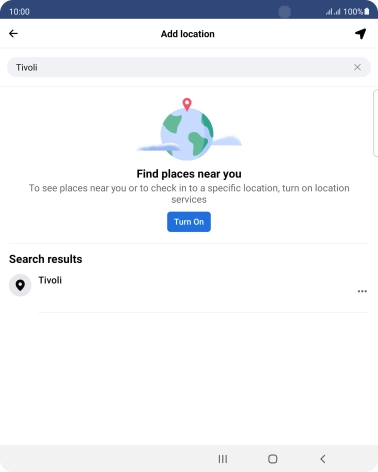 Press the required location.