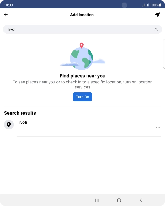 Press the required location.