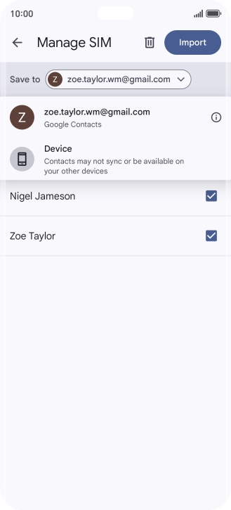 Press the required Google account.