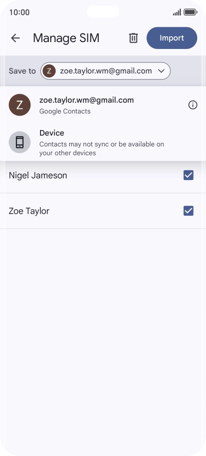 Press the required Google account.
