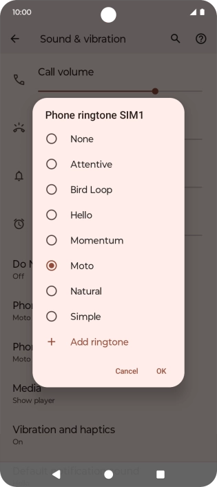 Press the required ring tones to hear them.