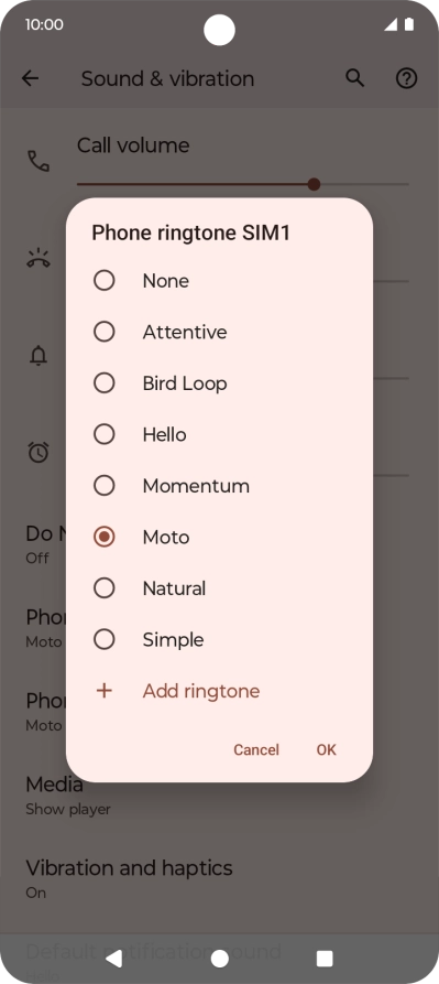 Press the required ring tones to hear them.
