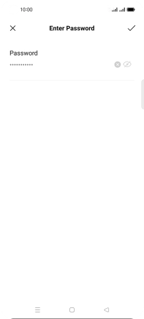 Key in the password for the Wi-Fi network and press the confirm icon.