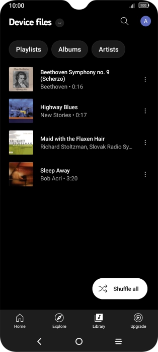 Press the required audio file.