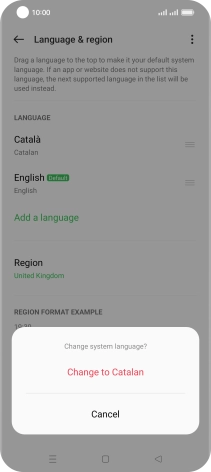Press Change to ‹language›.